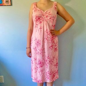 LOFT Pink Floral Linen Dress/Size 8